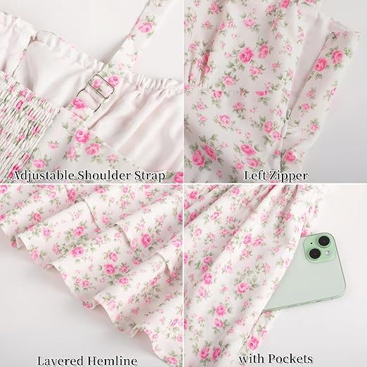 Scarlet Darkness Women’s Floral Corset Ruffle Mini Dress – Summer Boho Sundress