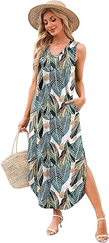 SAMPEEL Women’s Summer Maxi Dress – Casual Vacation Beach Sundress with Pockets 2025