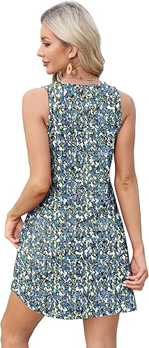 OFEEFAN Women’s Summer Loose V-Neck Sleeveless Sundress with Pockets – 2025 Beach Coverup